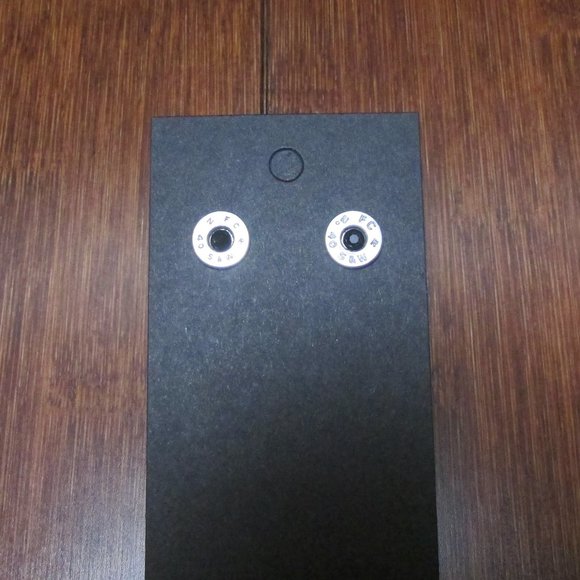 Silver Earrings with 40 Cal Bullet Black Swarovski - Picture 2 of 5